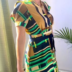 Geometric tan Midi Dress